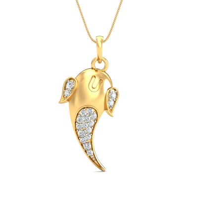 Golden Ganpati Diamond Pendant